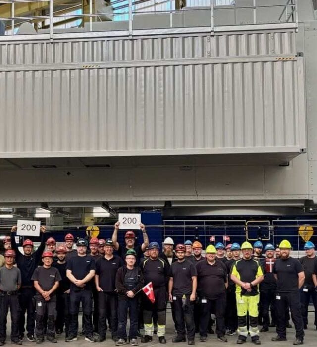 Vestas’ın Danimarka’daki Lindø fabrikasında üretilen V236-15.0 MW offshore rüzgar türbini naseli