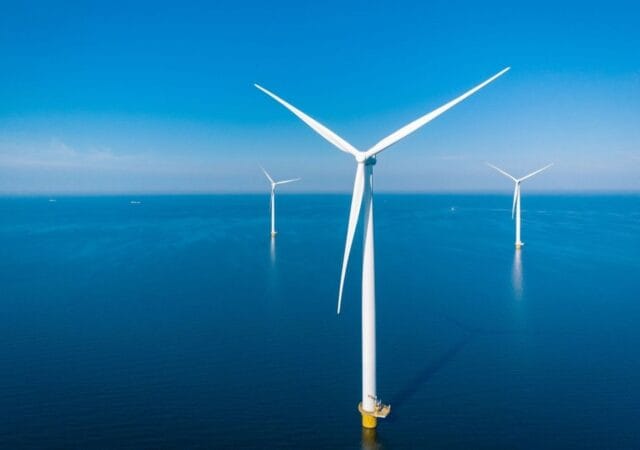 Avustralya'nın Victoria eyaletinde planlanan offshore rüzgar projelerini temsil eden denizüstü rüzgar türbinleri