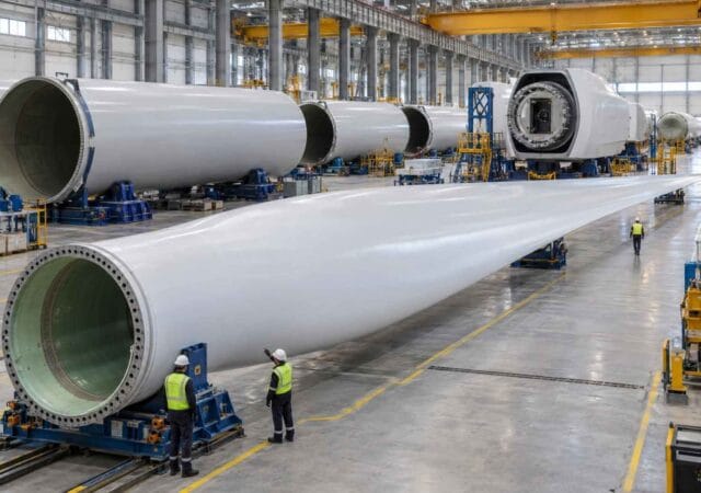 Türkiye rüzgar enerjisi sanayisinde üretilen rüzgar türbini kanatları ve kuleleri