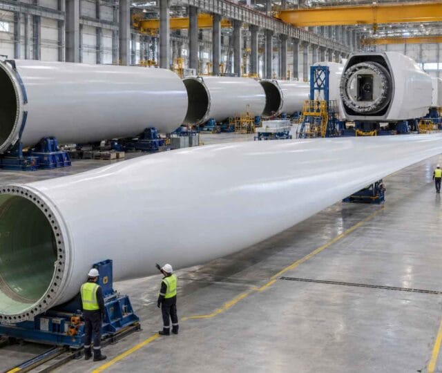 Türkiye rüzgar enerjisi sanayisinde üretilen rüzgar türbini kanatları ve kuleleri