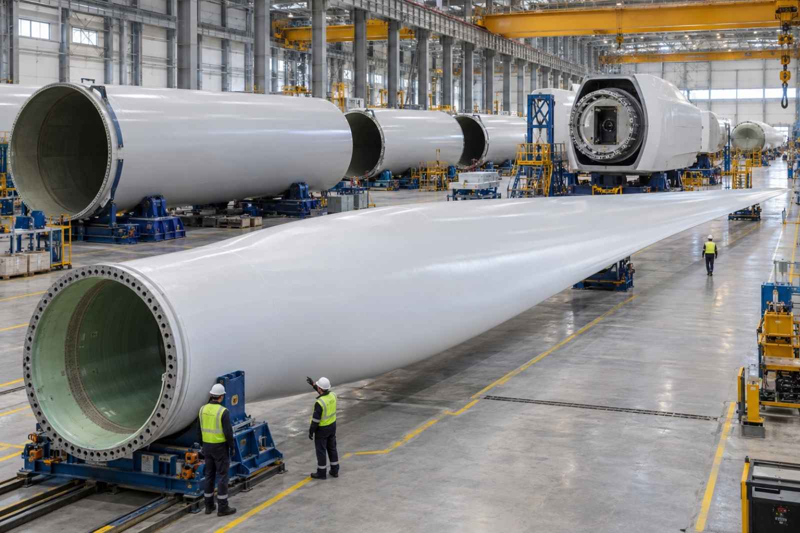 Türkiye rüzgar enerjisi sanayisinde üretilen rüzgar türbini kanatları ve kuleleri