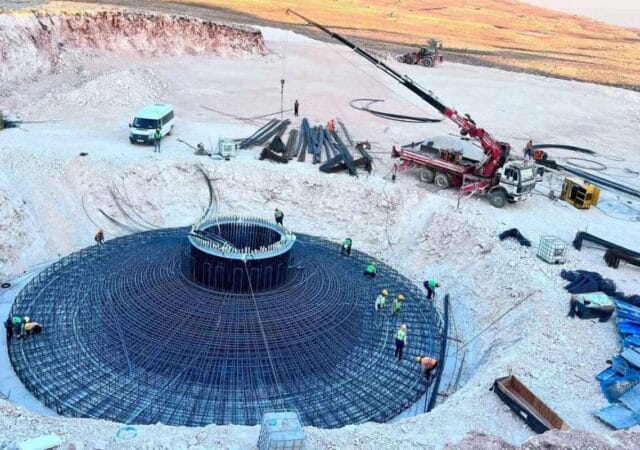 Karaman RES projesinde Envision EN-182 rüzgar türbinleri için gerçekleştirilen ankraj ve türbin temel çalışmaları